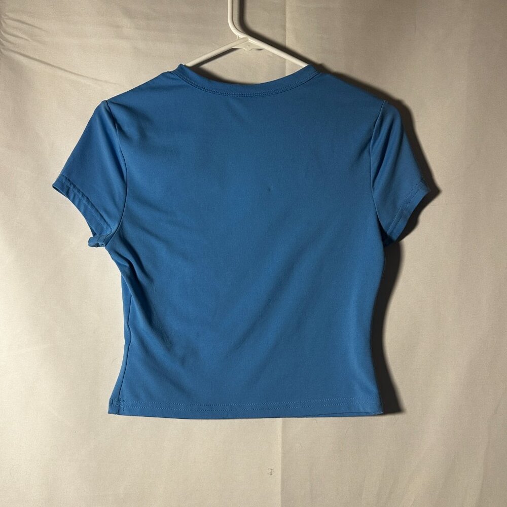 SHEIN Blue Fitted Crop Top Short Sleeve Stretch Tee Size M